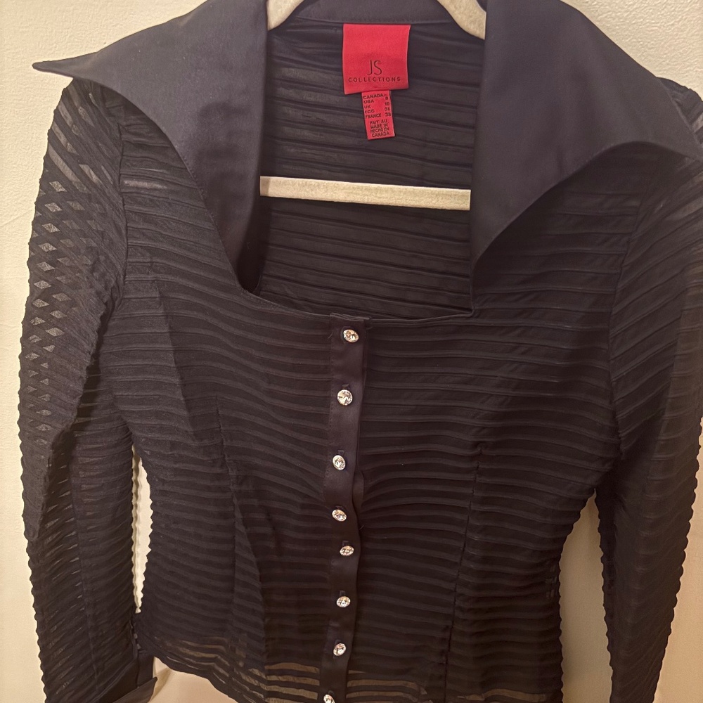 Fitted black see through shirt